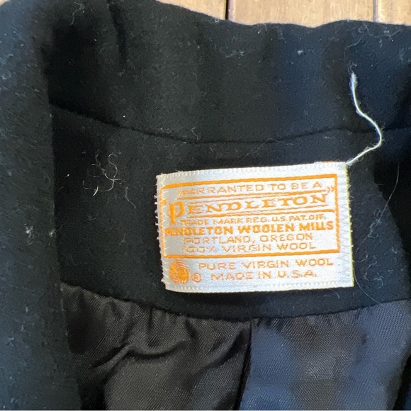 Vintage Pendleton Wool Blazer Women 8 Black Jacket Made In USA Utilitarian - Picture 3 of 11